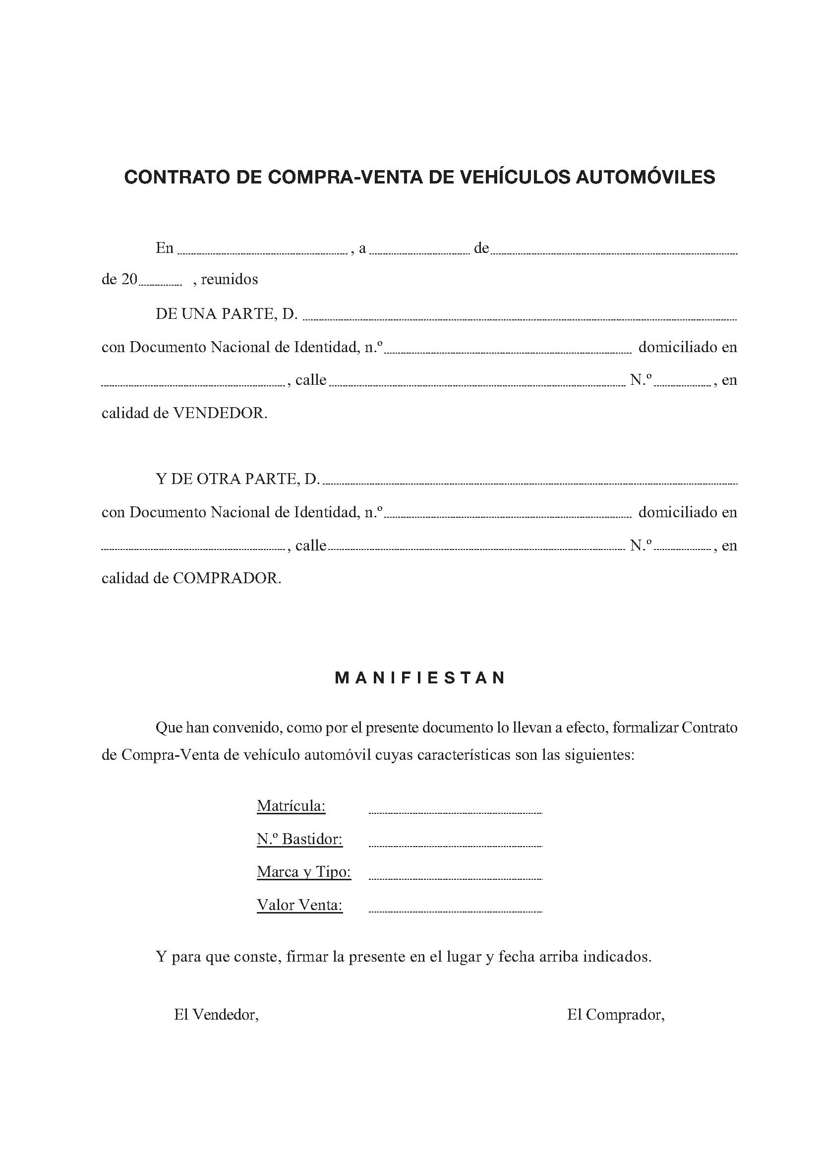 Contrato De Compraventa Coche 2020 2021 Fill And Sign